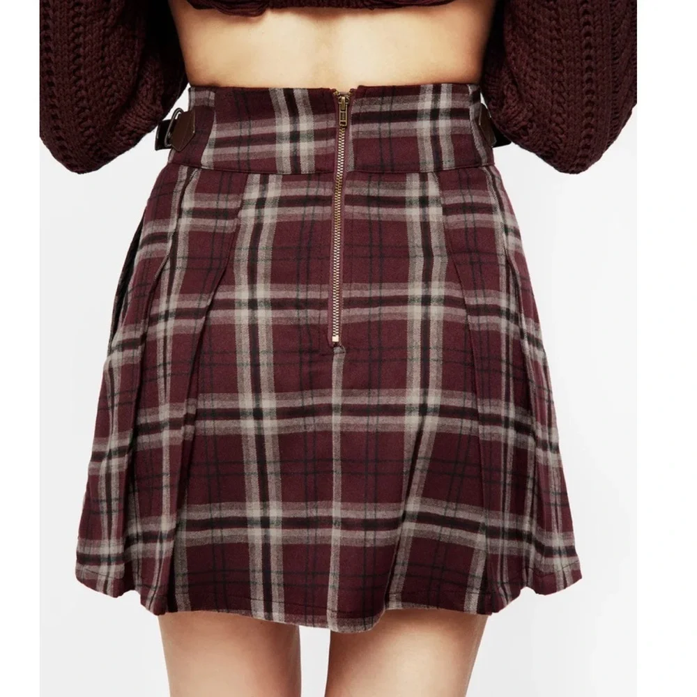 NWT Disturbia Bramble Check Pleated Mini Skirt